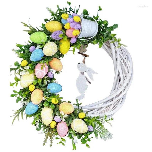 Fleurs décoratives Happy Easter Door Signe Belle couronnes murales