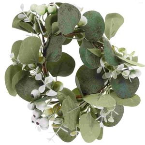 Anneau de Festival de récolte de fleurs décoratives, simulation nordique de feuille d'eucalyptus, porte-baies, décor de couronne, anneaux de noël, fleur en soie