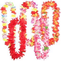 Flores decorativas Collares Hawaii Vestido Tropical Luau Party Favors Collar de flores artificiales Garland
