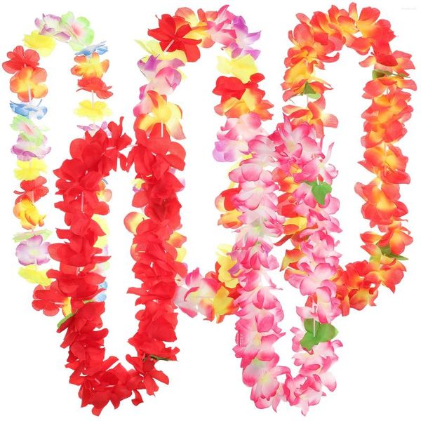 Fleurs décoratives Colliers Hawaï habiller la fête tropicale Luau Favors Collier de fleurs artificielles Garland