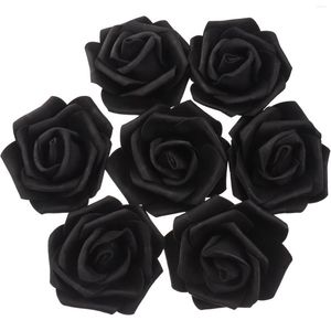 Cabeza de flores decorativas, flor de rosa, luz de pared Artificial, centro de mesa, boda, bricolaje, artesanía, negro, Mini seda falsa, sin tallo