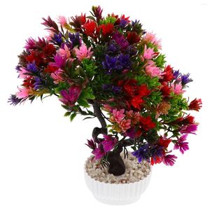 Fleurs décoratives, Faux arbre de guérison, bonsaï artificiel en plastique, fausse plante japonaise en pot, Simulation de pin de vœux pour invités