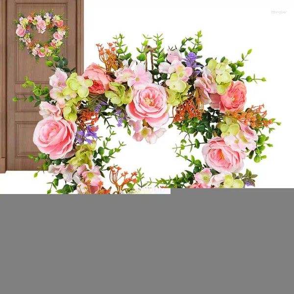 Couronne de fleurs décoratives en forme de cœur, signe d'amour, décorations exquises et romantiques pour la saint-valentin, pour mariage
