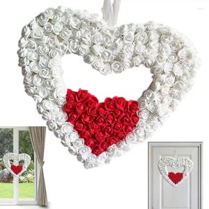 Fleurs décoratives en forme de coeur artificielle rose fleur guirlande couronne décoration suspendue pour mur saint valentin porte d'entrée fournitures de mariage