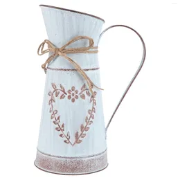 Fleurs décoratives Arrangement floral en forme de coeur Galvanisé Vase Mariage Bouquets Décoration Pot floral Iron Rustique artificiel pour