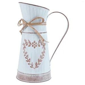 Decoratieve bloemen hartvormige bloem arrangement metalen emmers rustieke vazen ​​Water Jug boerderij Tin kleine plantenbeen decor boeketten