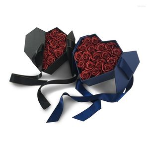 Fleurs décoratives en forme de coeur fleur boîte de papier savon emballage ensemble cadeau frais fête mariage stockage fleuriste fournitures