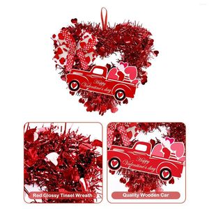 Flores decorativas en forma de corazón, guirnalda de San Valentín, guirnalda de oropel, decoración de pared colgante Artificial para fiesta de boda familiar