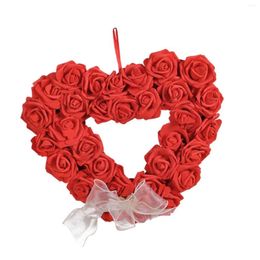 Decoratieve bloemen hartvormige krans Valentijnsdag deur romantisch 14 "schuimbloem valentines decoratie voor binnenraam