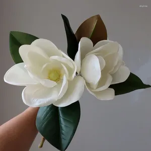 Decoratieve bloemen Hoogwaardige gelamineerde enkele kop Grote simulatie Magnolia Plastic nepbloem Bruiloft Techniek Landschapsarchitectuur Accessoires