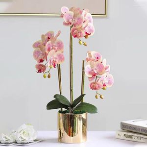 Decoratieve bloemen High-end Phalaenopsis Decoratie Nordic Style Artificial Flower Living Room Desktop Tafel