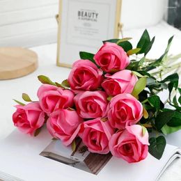 Fleurs décoratives de mariage haut de gamme Logers de la salle de soie roses de tissu de soie bouquet artificiel intérieur salon décoration décoration ornements de fleurs