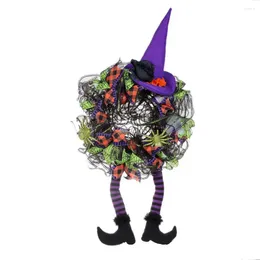 Decoratieve bloemen High Halloween Decor Decorations Spooky krans duurzame heksenpoot deur slinger voor feestelijke huizendecoratie