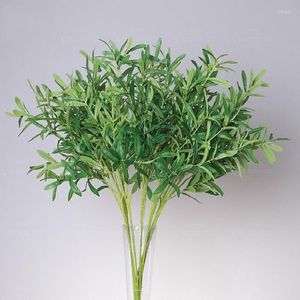 Dekorative Blumen Hohe Qualität 1 stück Künstliche Europäische Olivenbaumzweige Blatt Mit Fruchtblättern Für Zuhause Hochzeit Dekor Grün Gefälschte