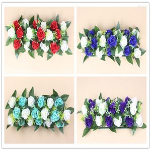 Fleurs décoratives de haute qualité 50 19 cm Rose fleur rangée mariage mur et soie artificielle fond El décor fournitures