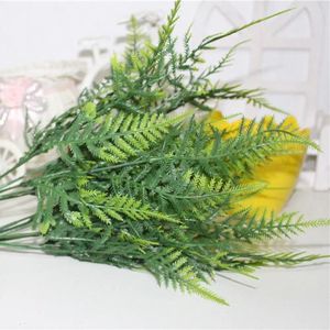 Flores decorativas de alta qualidade, plantas artificiais, decorações de mesa, 7 hastes, arbusto de samambaia, plástico, espargos verdes, interior/exterior, escritório doméstico