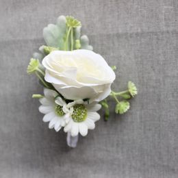 Fiori decorativi Sposa di alta qualità Sposo Damigelle d'onore Corpetto Fiore all'occhiello Spilla Corpetti nuziali Puntelli per prompografia