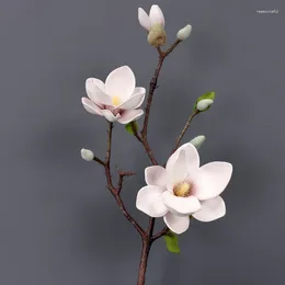 Fleurs décoratives Haute qualité EVA Simulation grand Magnolia fleur artificielle orchidée de luxe fausse plante salon maison décoration de mariage