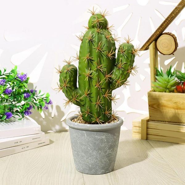Fleurs décoratives de haute qualité faux cactus en pot exquis largement utiliser plante de mélamine pour le salon