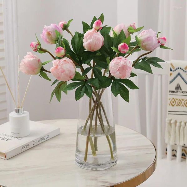 Flores decorativas de alta calidad Paeonia imitation Flower Home Restaurant Decoration Pograps Props falsos secos