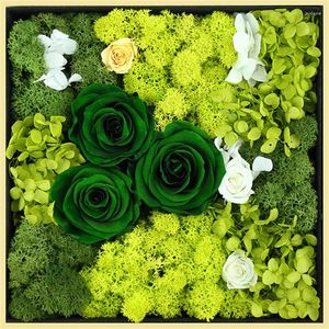 Fleurs décoratives Roses préservées de haute qualité Éterne Moss séché naturel immortel Hortensia Fleur DIY Gift Material Floral Design Wedding