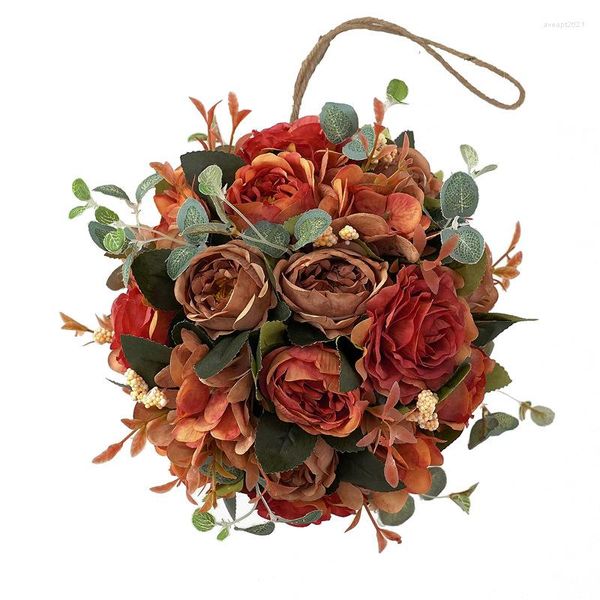 Fleurs décoratives boule de fleur artificielle Rose de haute qualité avec lumière LED