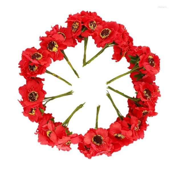 Fleurs décoratives tartes en soie de haute qualité camélia 5 cm 60 pcs/lot maïs artificiel Py fait à la main petite décoration de mariage (rouge)