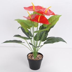 Flores decorativas Simulación de alta calidad Big Anthurium Flower Al por mayor Jardín Home Jardín DIY LIVIS