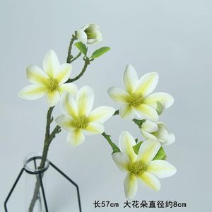 Fleurs décoratives Simulation de haute qualité Flower Feel White Magnolia Faux Salon Porche Décoration Affichage Arbre Paysage Lay