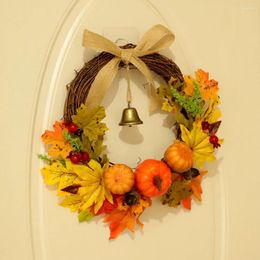 Decoratieve bloemen Hoge kwaliteit krans pompoen herfst hangende blad esdor deur nep slinger huis binnen kunstmatige herfst