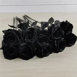Fleurs décoratives haute Simulation fausse Rose ornement Floral Portable léger éternel fleur artificielle plante noire