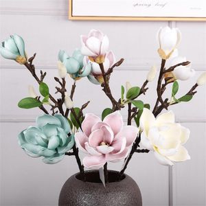 Fleurs décoratives Haute Simulation Longue Branche Poignée Magnolia Ménage Salon Décoration Mousse Artificielle Arrangement De Fleurs