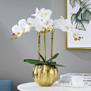 Fleurs décoratives Haute Simulation Real Touch Ikebana Artificielle Papillon Orchidée Arrangements De Fleurs Blanc De Mariage Latex Phalaenopsis