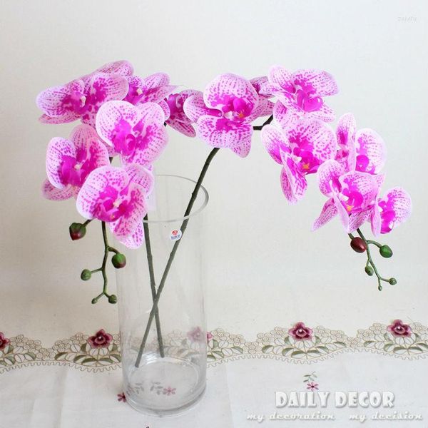 Fleurs décoratives Haute Simulation Real Touch Silicone Artificiel 7 Tête Orchidées En Gros Feutre Latex Mariage Phalaenopsis Flore