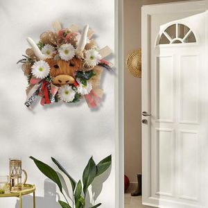 Fleurs décoratives Highland bétail printemps guirlande mur porte 19 pouces Durable pour Festival célébration fenêtre fête décor Po accessoires maison