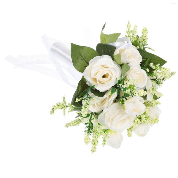 Fleurs décoratives tenant des Bouquets simulé strass garniture bricolage faux Rose décors mariée blanc fête décorer fournitures
