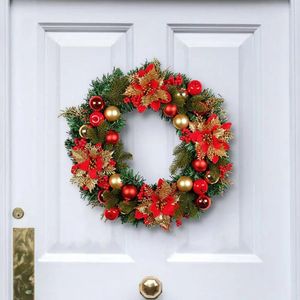 Flores decorativas Holiday Artificial Wreath Indoor Flexion Flower Flower Christmas Indoor/Al aire libre Decoración de guirnaldas para la puerta delantera