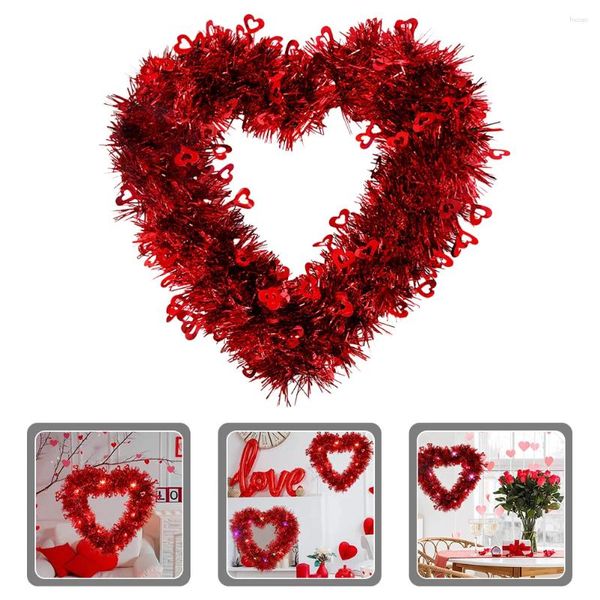 Guirlande de fleurs décoratives de vacances, couronnes de fleurs pour porte d'entrée, signe de cœur de saint-valentin en forme de cœur