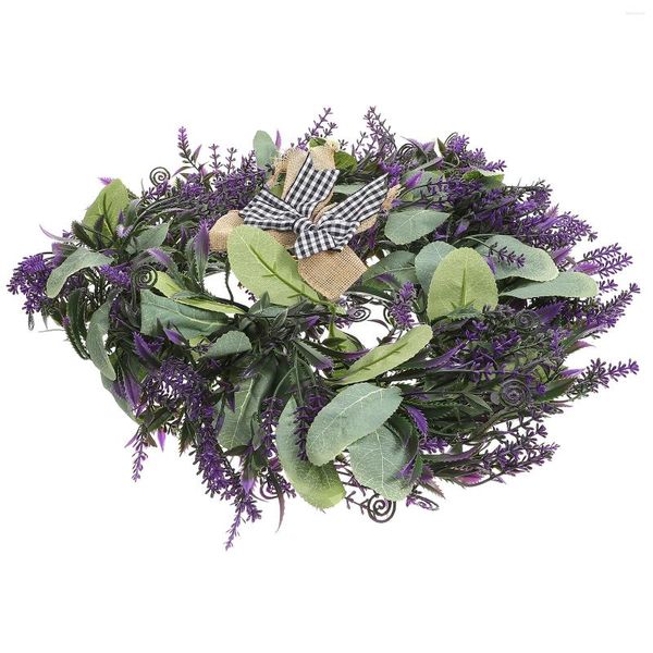 Flores decorativas Guirnalda navideña Decoración Puerta Bienvenida Flor morada Primavera Hogar Pared frontal Floral Verano Suministros para fiestas Boda Lavanda