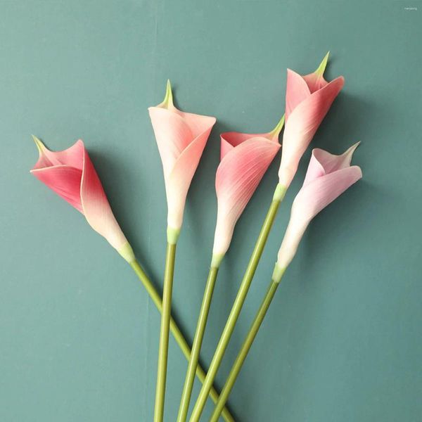 Fleurs décoratives pour Banquet à domicile, Simulation de fleur, fausse plante de lys Calla, décorations flexibles et durables, en soie unique artificielle