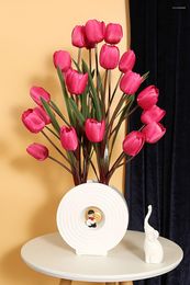 Decoratieve bloemen Home Decor kunstmatige tulpen vlinder orchidee magnolia zijden bloem simulatie tulpen indoor decoratie ornamenten potten