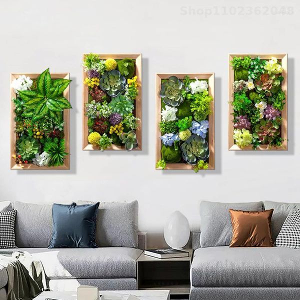 Fleurs décoratives décor à la maison plantes succulentes artificielles pendentif simulation d'intérieur moderne peut accrocher 50 cm cadre de décoration murale vert