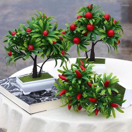 Fleurs décoratives décor à la maison fruits Orange cerise pêcher émuler bonsaï Simulation artificielle faux Pot vert plantes ornement