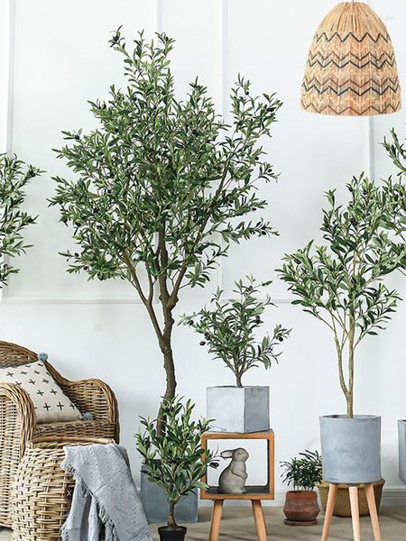 Fleurs décoratives décor à la maison grande plante arbre en pot Simulation vert olive noël décoration de mariage ornements de table cadeaux nordiques