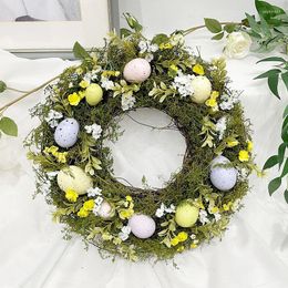 Fleurs décoratives pour la maison, plante naturelle, Simulation d'œuf de pâques nordique, décoration de couronne, pendentif de porte