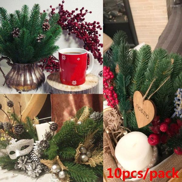 Flores decorativas Decoración para el hogar Decoraciones para bodas Suministros para fiestas Navidad Árbol de Navidad Decoración Ramas de pino Plantas artificiales