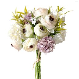 Fleurs décoratives décor de maison festivals de mariage durable artisanat artisanat artisanat artificiel fleur pour vase d'hortensia roses bouquet faux balcon de pivoine