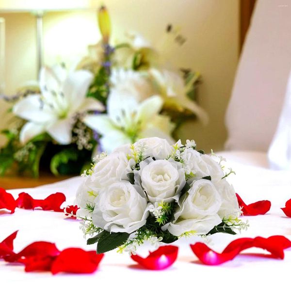 Flores decorativas decoración del hogar Bola de flores de boda Falsas bolas Centralas ventana falsa rosa blanca