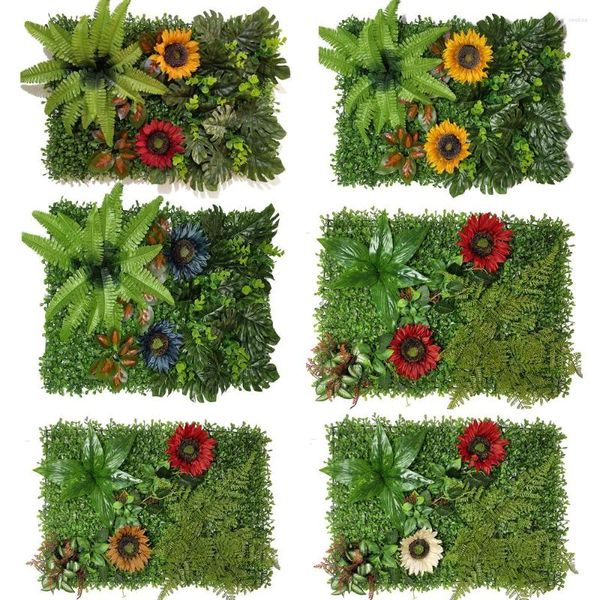 Fleurs décoratives décoration de la maison plante artificielle pelouse tournesol mur feuilles panneaux jardin chambre fenêtre Plantas Artificiales Para