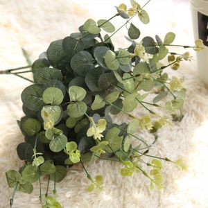 Fleurs décoratives pour la maison, bricolage, feuilles d'eucalyptus artificielles, accessoires, Bouquet de plantes d'arbre, couronne de Faux feuillage